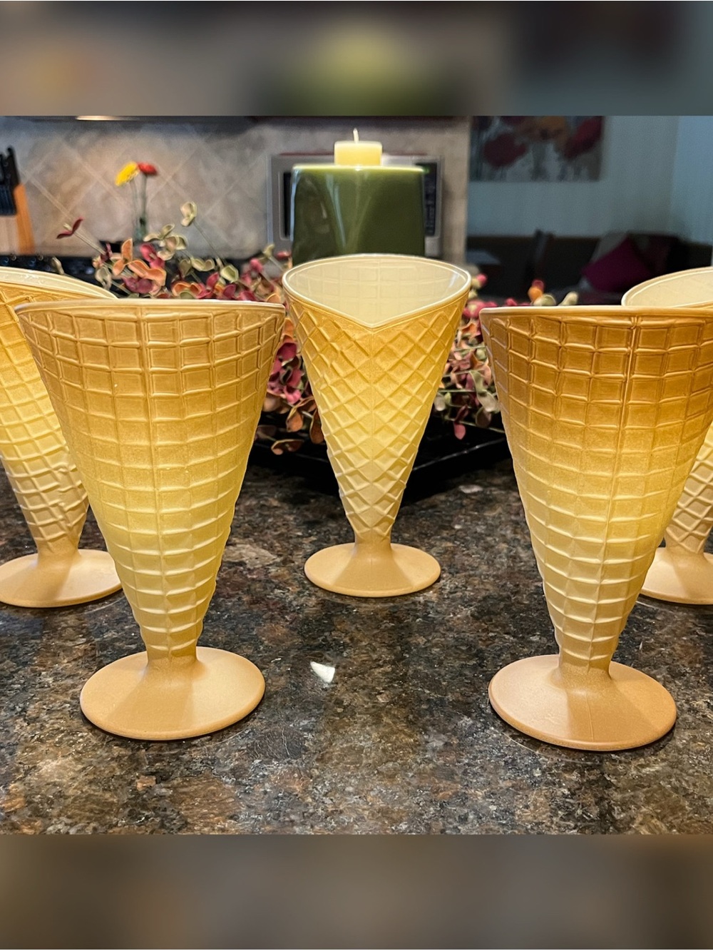 Bormioli Rocco Professionale Gelato Dessert Bowls Set of 5 Glass Beige Cone